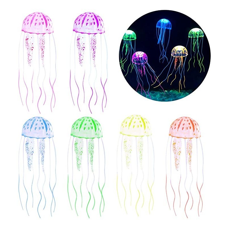 3x Medusa artificiale decorazione acquari effetto colori fluorescente neon 5.5"