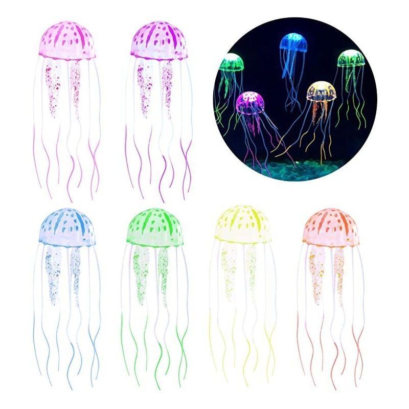 Hongu 3x Medusa artificiale decorazione acquari effetto colori fluo...