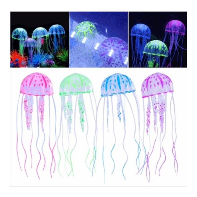 Hongu 3x Medusa artificiale decorazione acquari effetto colori fluo...
