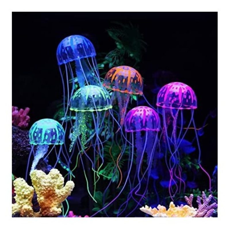 Hongu 3x Medusa artificiale decorazione acquari effetto colori fluo...