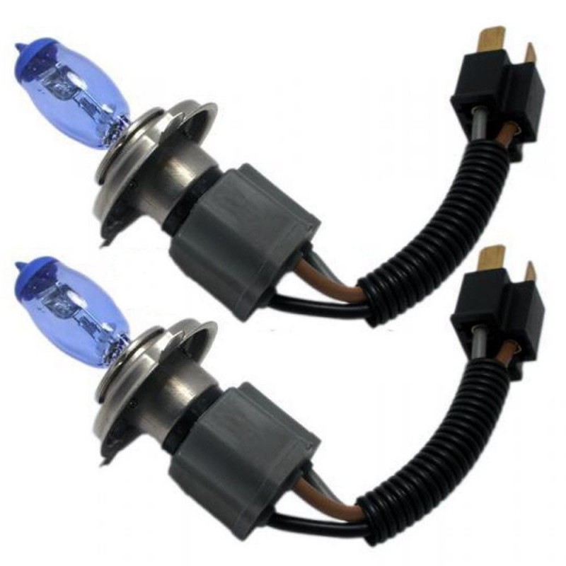 Kit 2 lampadine HOD H4 luce bianca ghiaccio 4500K xenon fari tuning auto cablate