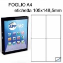 100 FOGLI A4 CARTA ADESIVA 400 ETICHETTE 105x148 mm APPTAC INKJET LASER SM0519