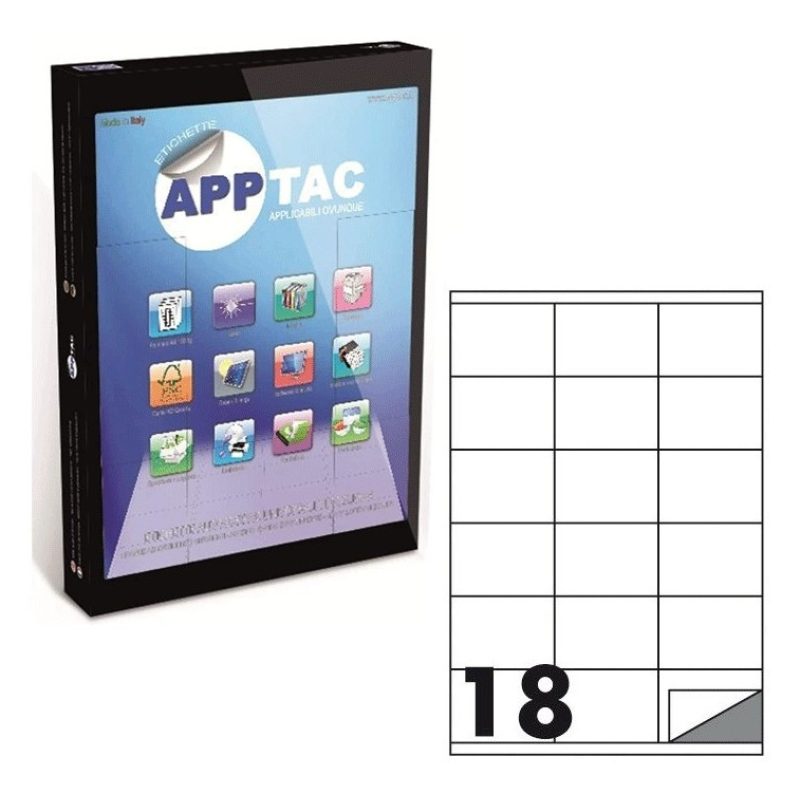 Generico 100 FOGLI A4 CARTA ADESIVA 1800 ETICHETTE 70x48 mm APPTAC ...