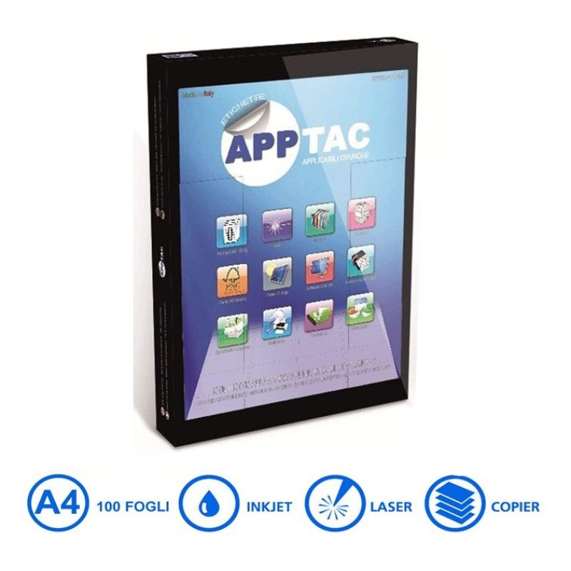 Generico 100 FOGLI A4 CARTA ADESIVA 1800 ETICHETTE 70x48 mm APPTAC ...
