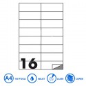 100 FOGLI A4 CARTA ADESIVA 1600 ETICHETTE 105x37 mm INKJET LASER SM412