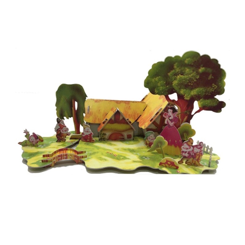Puzzle 3D bianca neve 41 pezzi principesse sette nani cottage snow white vintage