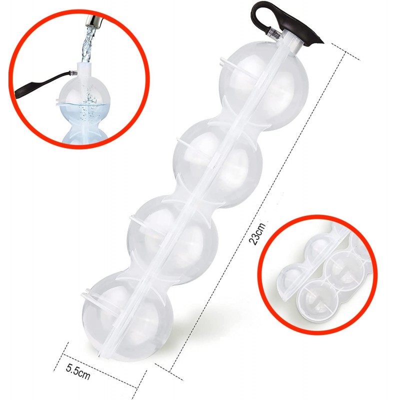 Hongu Stampo da freezer 4 palla ghiaccio ICE ball stampi cavità Rou...