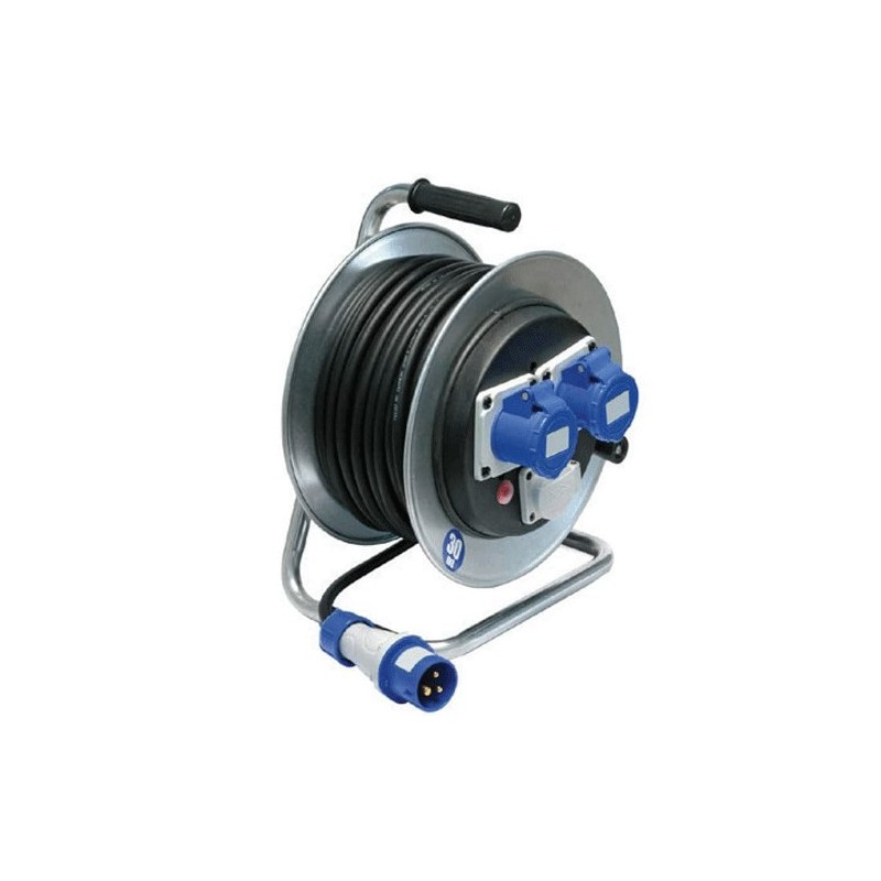 Avvolgicavo 30mt industriale 3 prese 2P+T CEE SCHUKO IP44  Prolunga spine 16A