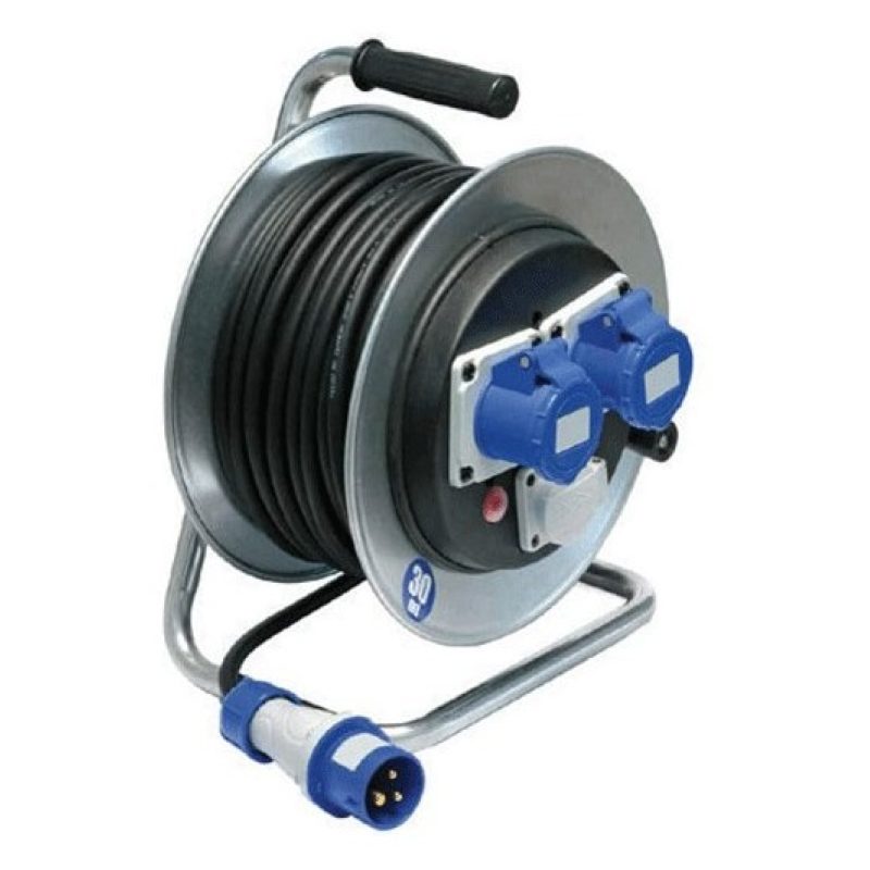 Ecova Avvolgicavo 30mt industriale 3 prese 2P+T CEE SCHUKO IP44 Pro...