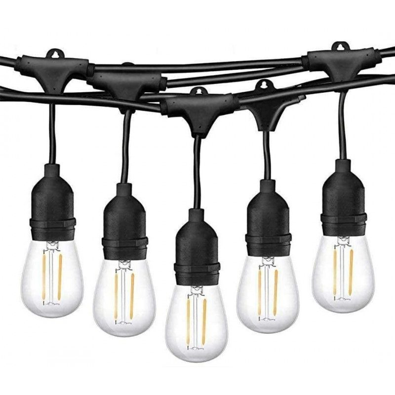 CATENA LUMINOSA 10 METRI ESTERNO E27 LUCI LAMPADA GAZEBO 10 PORTALA...