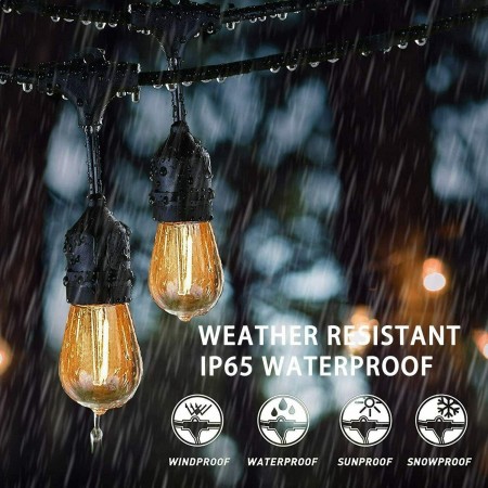 CATENA LUMINOSA 10 METRI ESTERNO E27 LUCI LAMPADA GAZEBO 10 PORTALAMPADA