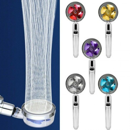Soffione doccia turbo elica colorata alta pressione rotazione risparmio idrico