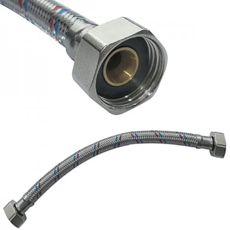 TUBO FLESSIBILE ACCIAIO PROLUNGATO PER ACQUA  CALDA FREDDA VARIE MISURE 1/2X1/2