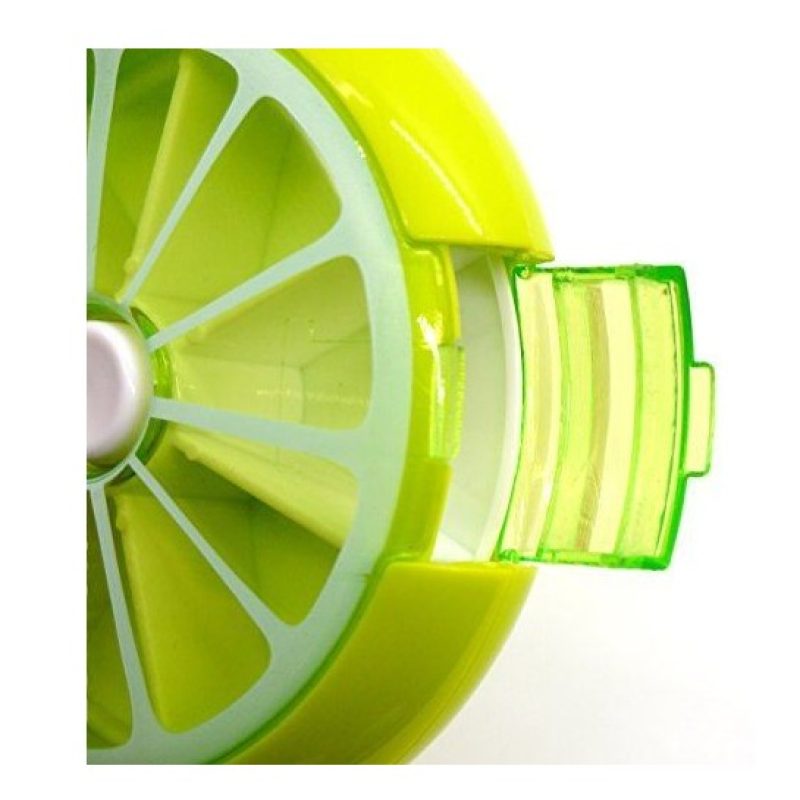 Contenitore porta pillole settimanale girevole tascabile verde pasticche