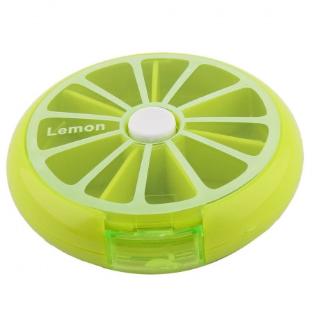 Contenitore porta pillole settimanale girevole tascabile verde pasticche
