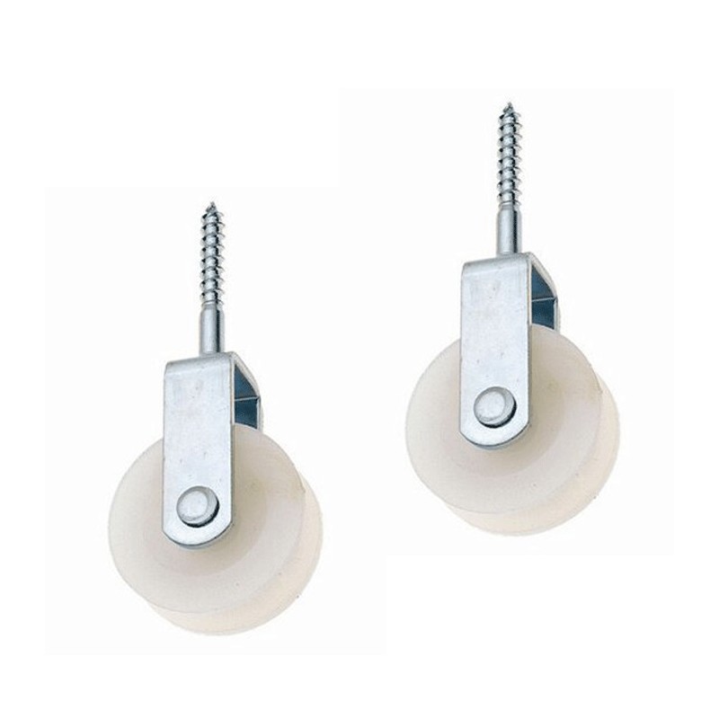 2x Carrucola con vite puleggia ruota plastica mobili tellure 50mm diametri funi