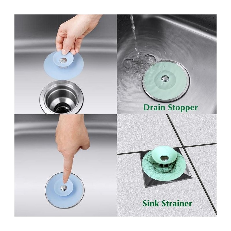 3 Filtri Scarico A Stella In Silicone – Multicolore – Per Lavello, Doccia, Vasca Con Ventose - 4
