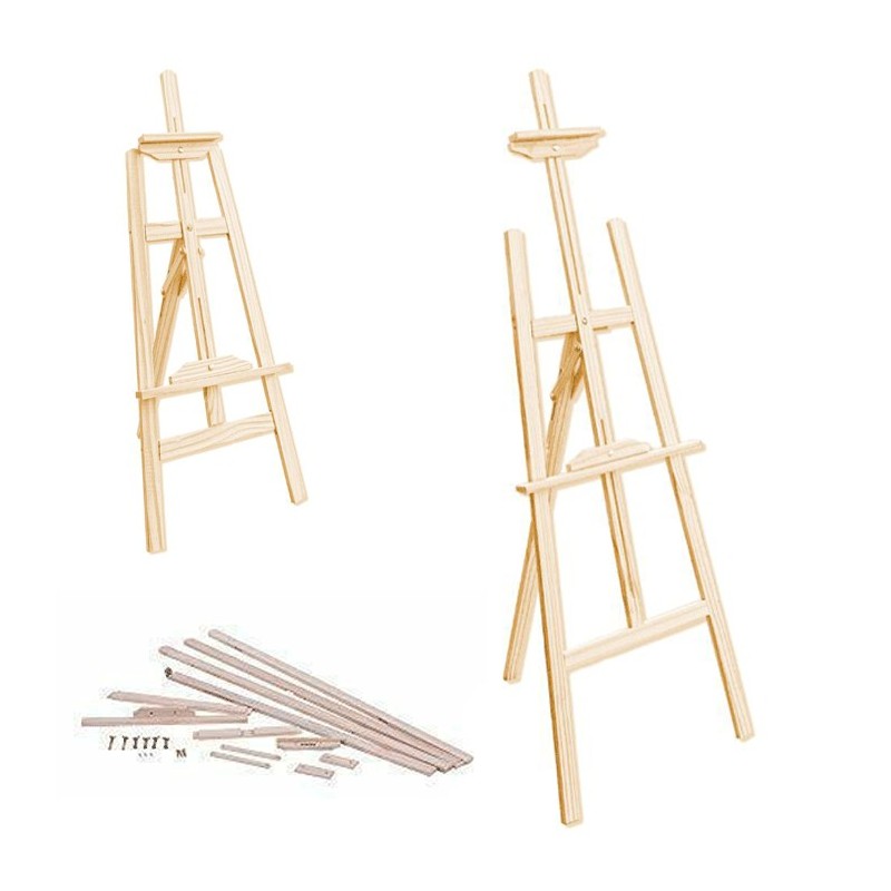 CAVALLETTO TREPPIEDE LEGNO STATIVO QUADRO ARTISTA TELO DISEGNO PITTORE MISURE