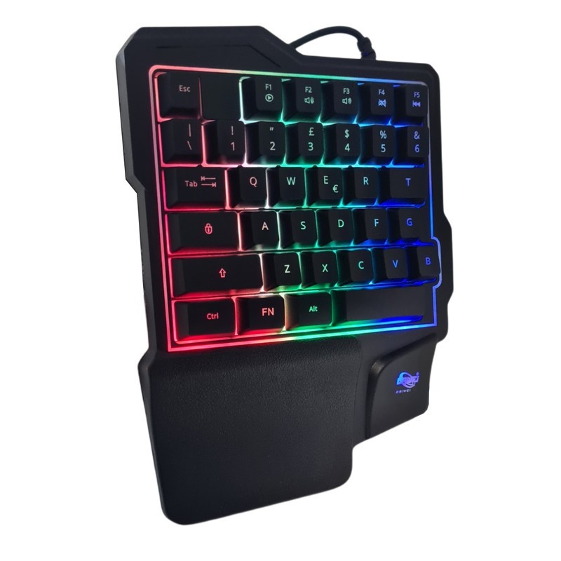 DRIWEI TASTIERA GAMING UNA SOLA MANO 35 TASTI CABLATI RGB USB RETRO...