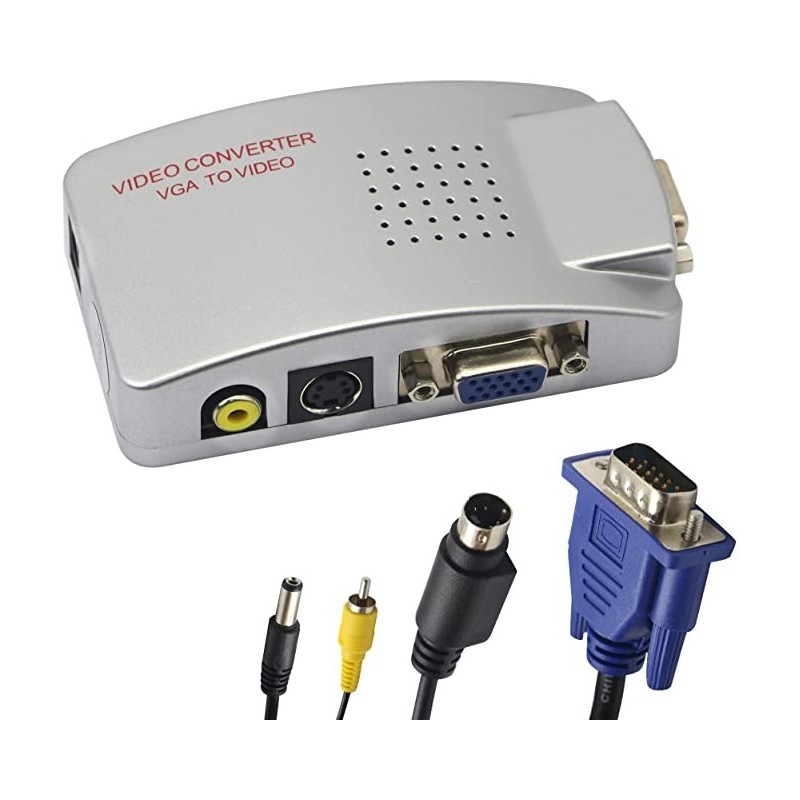 CONVERTITORE DA VGA A RCA , S-VIDEO COMPUTER PC NOTEBOOK ADATTATORE DVR