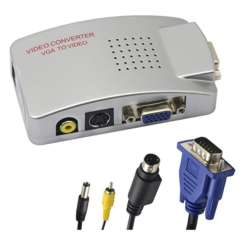 Andowl CONVERTITORE DA VGA A RCA , S-VIDEO COMPUTER PC NOTEBOOK ADA...