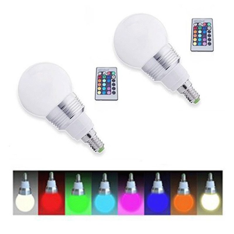 Hongu 2x Lampadina Led Rgb 3w Luce Led Multicolor Telecomando Wirel...