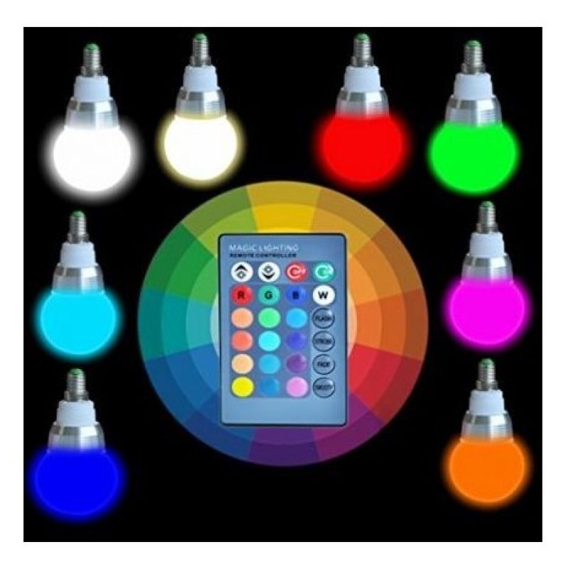 Hongu 2x Lampadina Led Rgb 3w Luce Led Multicolor Telecomando Wirel...