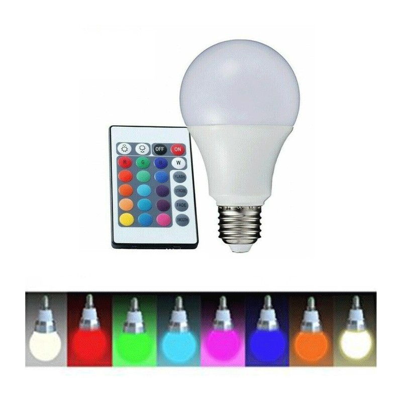 Lampadina Led Rgb 5w Luce Led Multicolor Telecomando Wireless Attacco E27