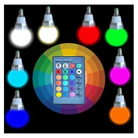Lampadina Led Rgb 5w Luce Led Multicolor Telecomando Wireless Attacco E27