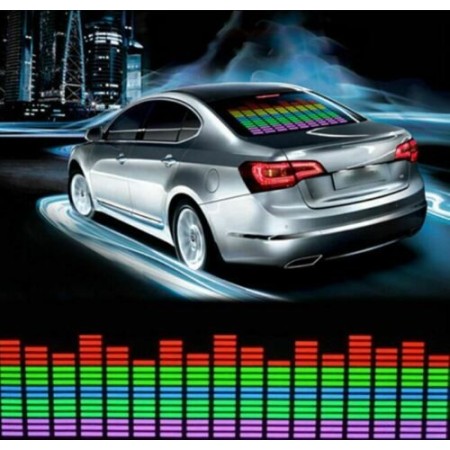 ADESIVO LUNOTTO VETRO EQUALIZZATORE RITMO DI MUSICA SUONO LUCI LED AUTO TUNING