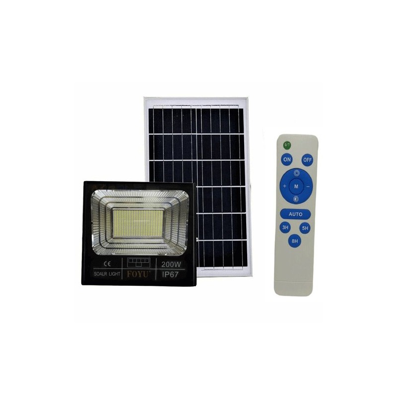 Faro led 200w pannello solare luce fredda crepuscolare telecomando esterno casa