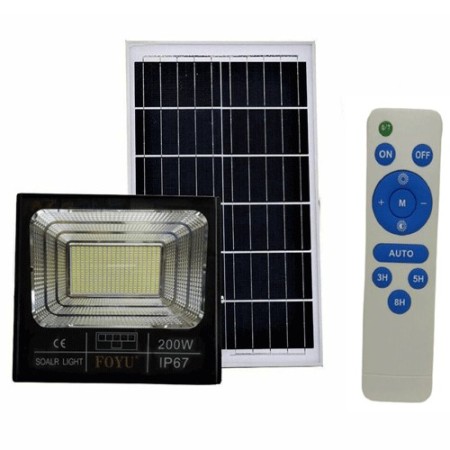 Faro led 200w pannello solare luce fredda crepuscolare telecomando esterno casa