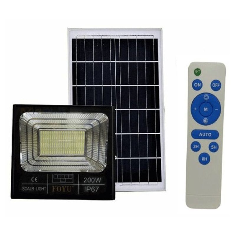 Faro led 200w pannello solare luce fredda crepuscolare telecomando ...