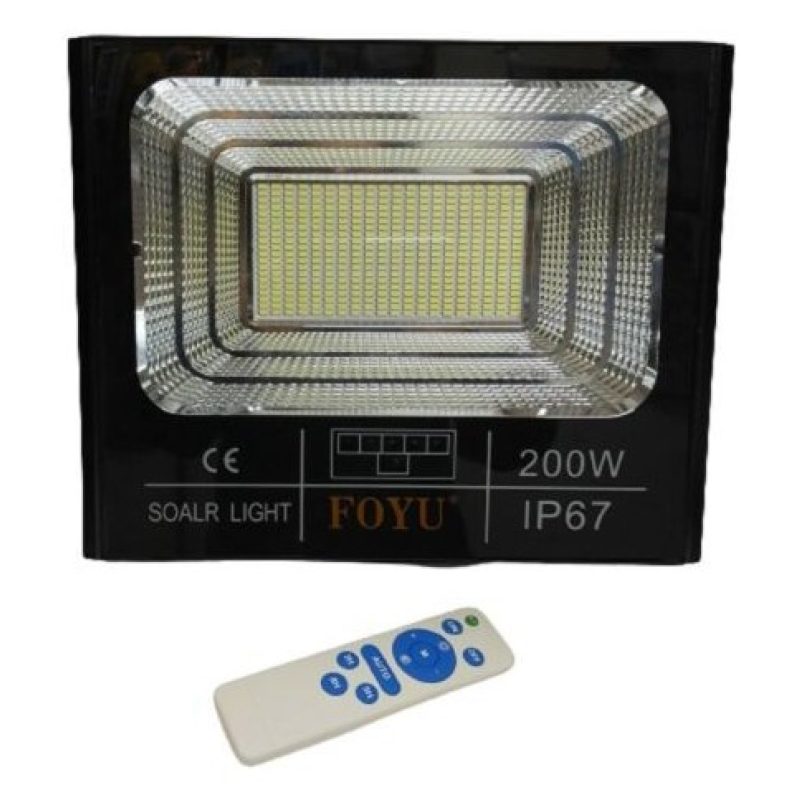 Faro led 200w pannello solare luce fredda crepuscolare telecomando ...