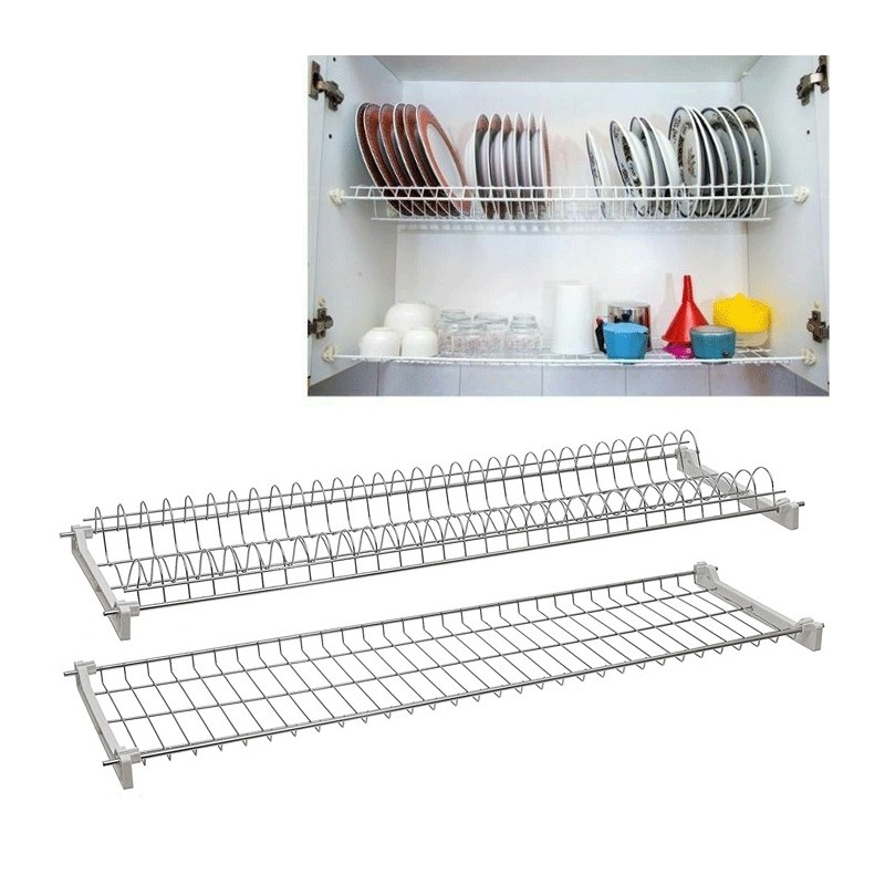 Scola piatti raccogligocce 76 cm per cucina porta incasso doppia rete pensile