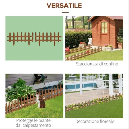 STECCATO RECINTO STACCIONATA LEGNO 43x32cm PER AIUOLE GIARDINO PIANTE BORDURA