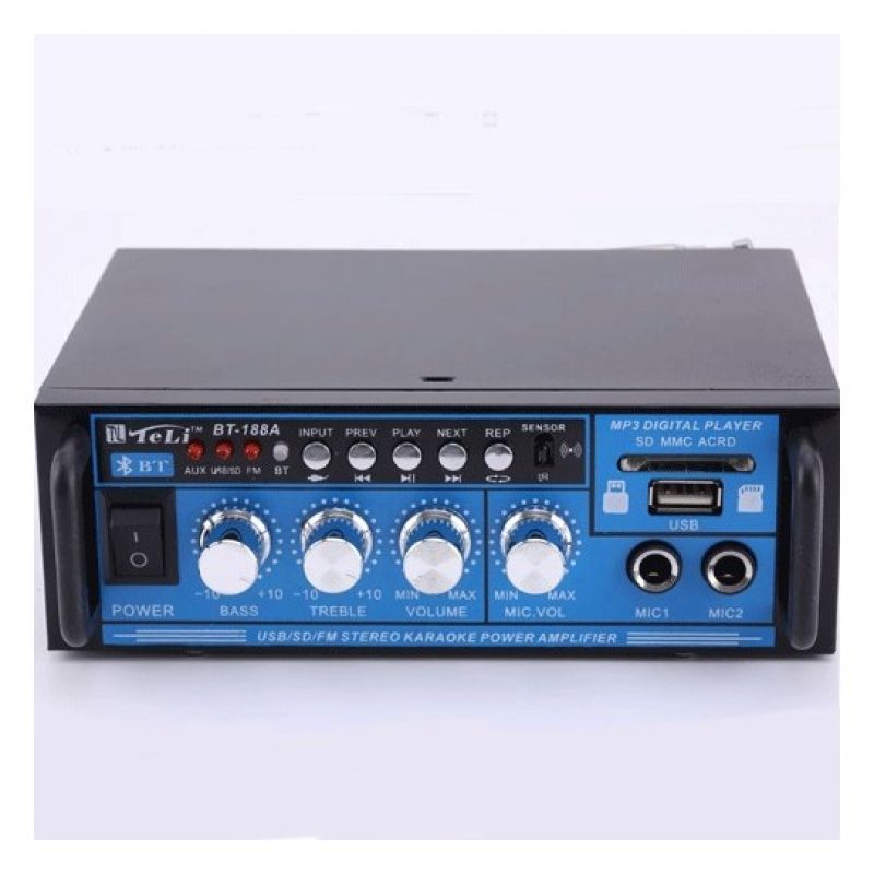 Hongu Amplificatore audio bluetooth stereo HI-FI USB AUX FM 2 canal...
