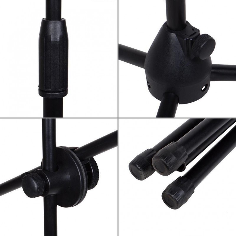 Asta doppio microfono professionale con stand smartphone pinza treppiede studio