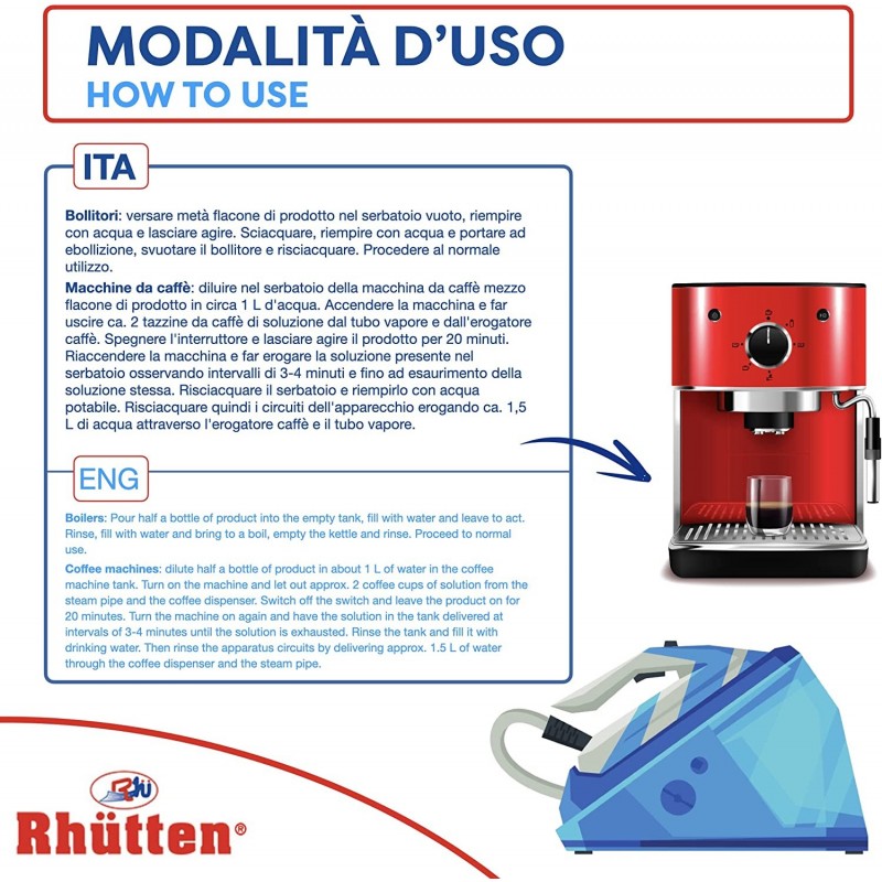 RHUTTEN Decalcificante anticalcare macchina da caffe' automatica pu...