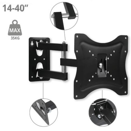 STAFFA PORTA TV TELEVISORE BRACCIO PARETE MONITOR DA 14" A 40" POLLICI MURO 35kg