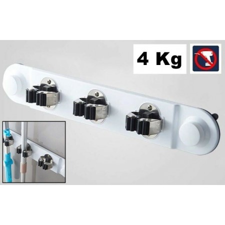 SUPPORTO DA MURO A VENTOSA PORTA SCOPE A GANCIO / MOLLA IN METALLO PORT. 4 Kg