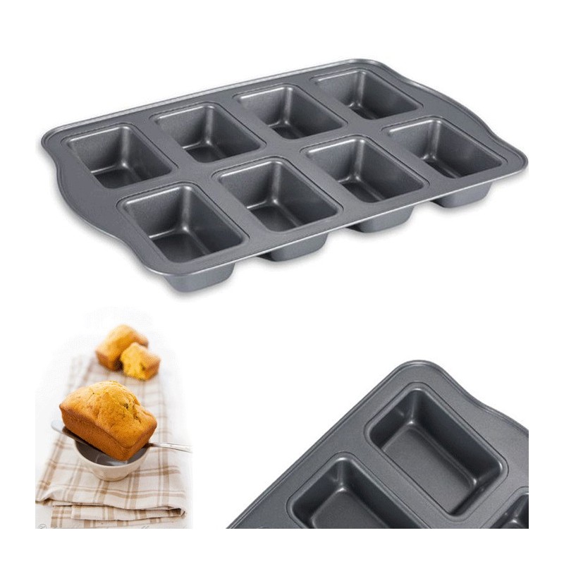 Stampo 8 Mini Plumcake cake torte mousse 36x24x4 cm forme antiaderente cucina 