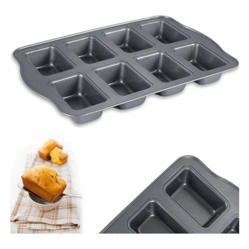 Stampo 8 Mini Plumcake cake torte mousse 36x24x4 cm forme antiadere...