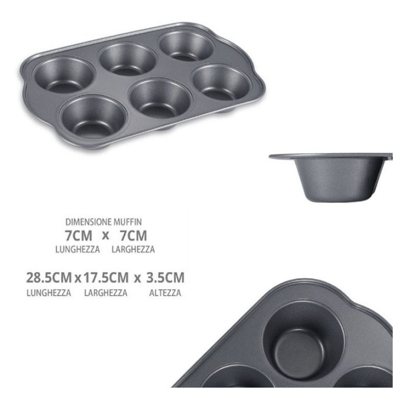 WeHome Stampo Teglia Vassoio Antiaderente 6 Muffin Cupcake Dolci Bu...