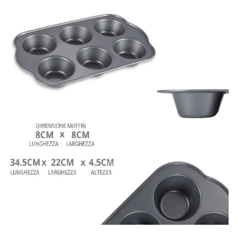 WeHome Stampo Teglia Vassoio Antiaderente 6 Muffin Cupcake Dolci Bu...