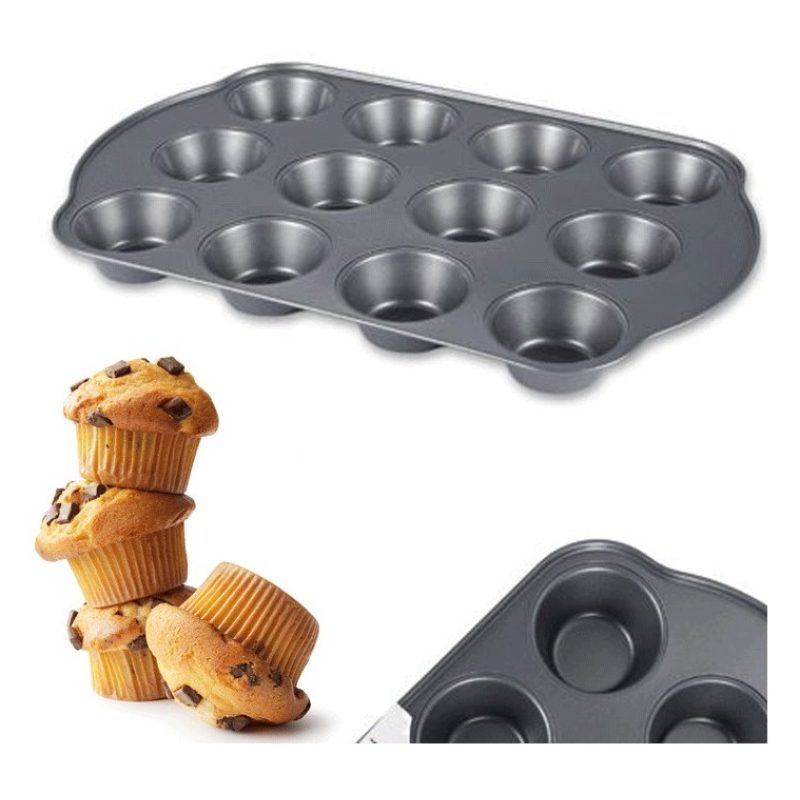 WeHome Stampo Teglia Vassoio Antiaderente 12 Muffin Cupcake Dolci B...