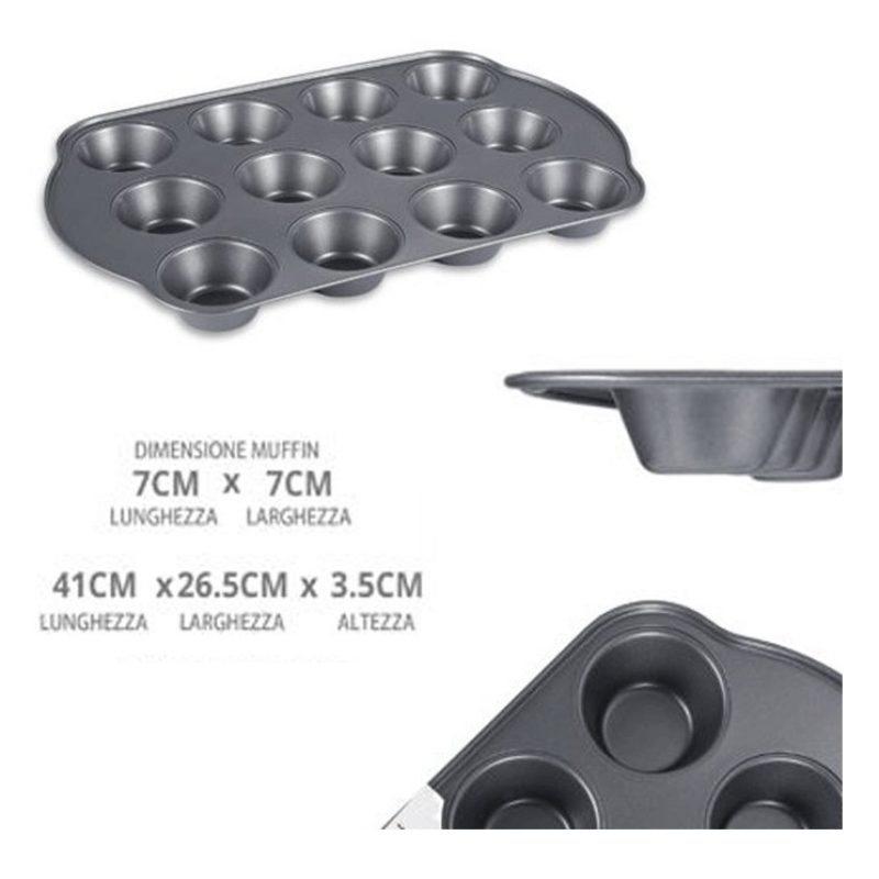 WeHome Stampo Teglia Vassoio Antiaderente 12 Muffin Cupcake Dolci B...