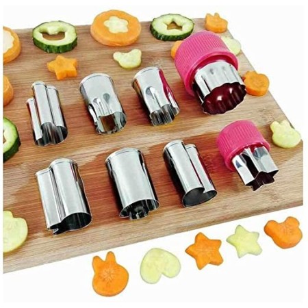 MINI 8 FORMINE PER FRUTTA VERDURA FORMAGGI CUCINA FESTA ACCIAIO STAMPO COOKIE