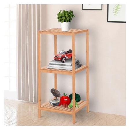Scaffale in legno bamboo 3 ripiani dispensa mensole libreria bagno espositore