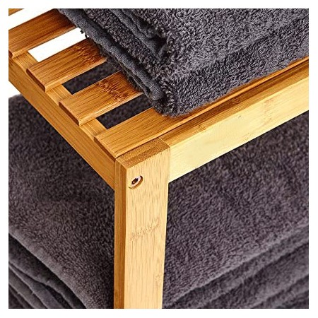 Scaffale in legno bamboo 3 ripiani dispensa mensole libreria bagno espositore